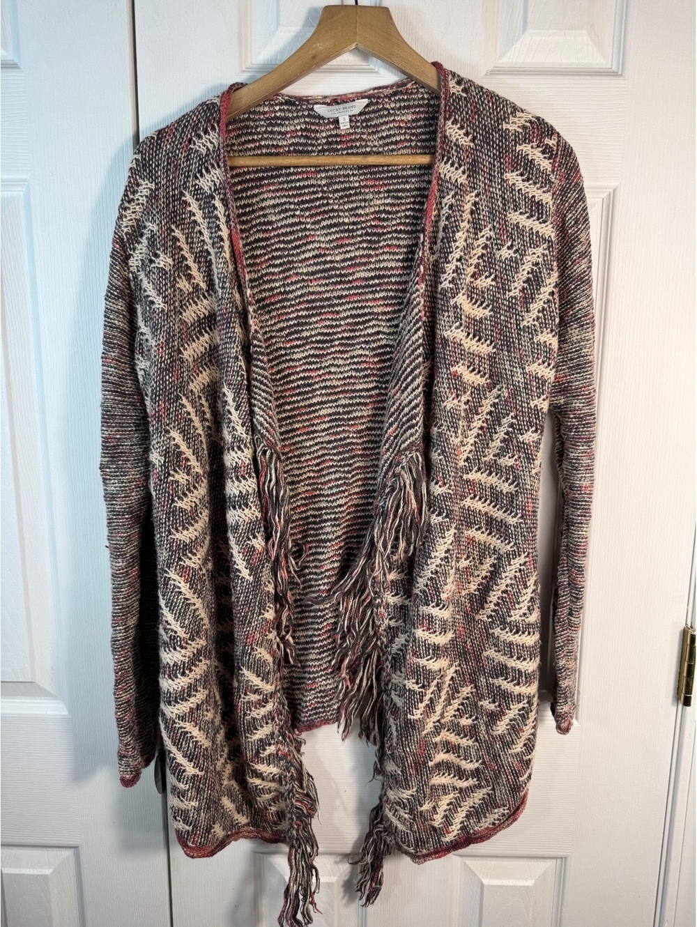 Lucky Brand Women's Small Open Front Cardigan Sweater with Fringe